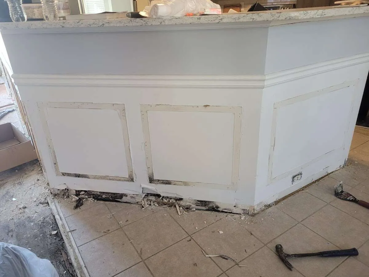 Water damage and mold on kitchen during Storm Damage Restoration in Brambleton